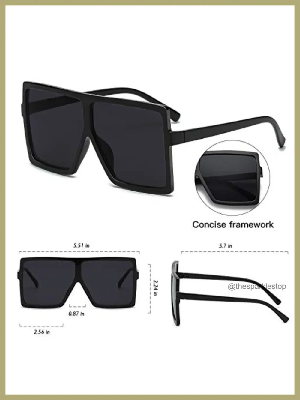 Oversized Square Sunglasses Women UV400 Large Flat Top Lightweight Unisex Shades